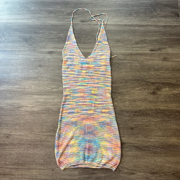 Fashion Nova Other - Fashion Nova S Multicolored Knit Halter V Neck Cover Up Dress